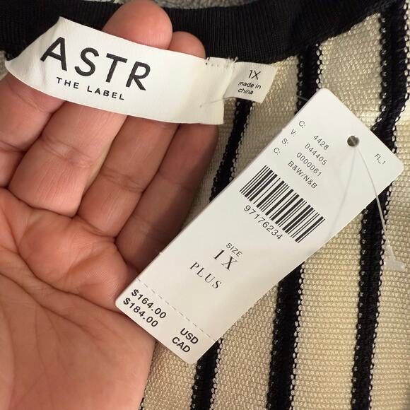 ASTR The Label Irecia Stripe Sleeveless Sweater Dress, White/Black, 1X 10652714 - Picture 5 of 6